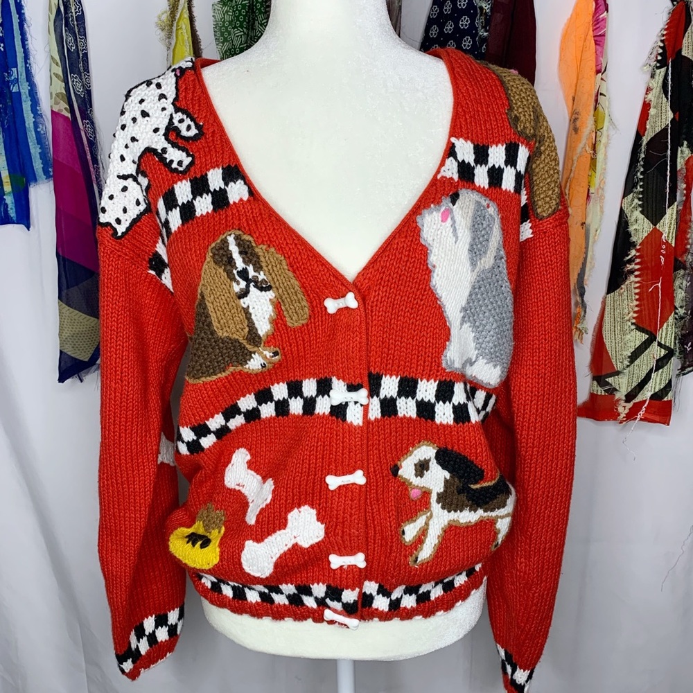 Vintage Dog Sweater Cardigan
